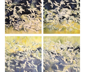Egrets oil painting