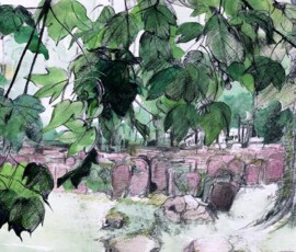 Der Alte Juedische Friedhof/ The Old Jewish Cemetery, from the Book "Lieblingsorte in Hessen", 60 illustrated favourite places in Hessen, published by Societäts-Verlag/Frankfurt Lieblingsorte in Hessen, Der Alte Juedische Friedhof